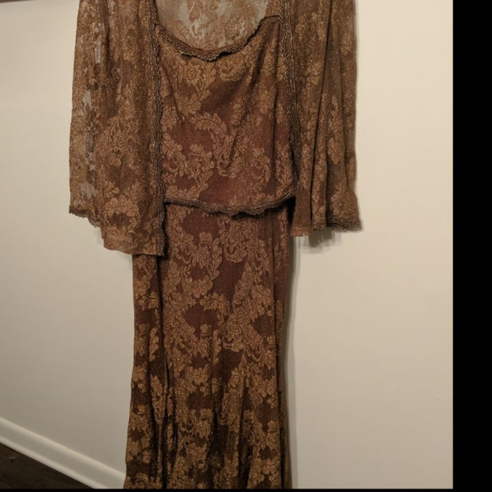 Karen Miller New York Gold/Bronze Maxi, A-Line Dress